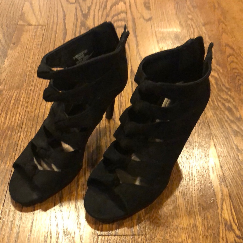 Impo  Tanie  black open toe high heel ankle bootie size 6